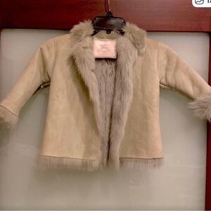 Burberry Kids Fur-Trimmed Cape - Beige
